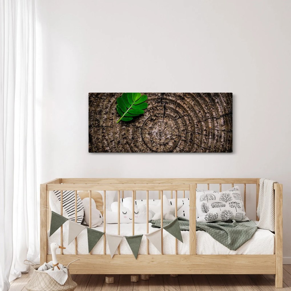 Kép egy levél a fatörzsön (120x50 cm)
