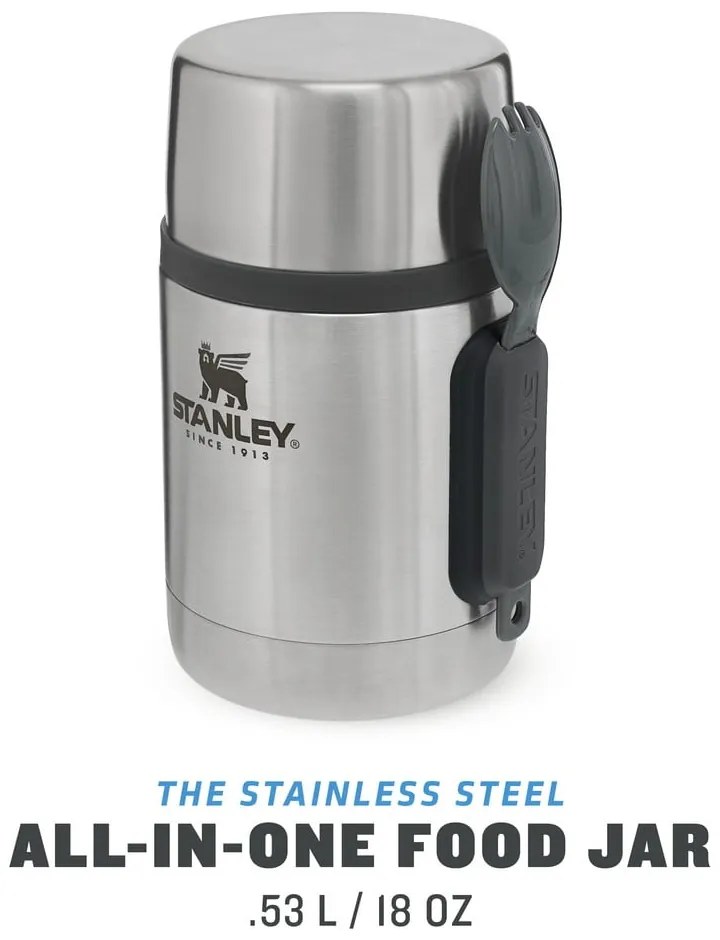 Ezüstszínű rozsdamentes acél ételtartó termosz 530 ml Adventure – Stanley
