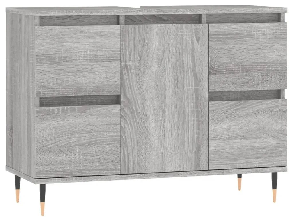 Szürke sonoma színű szerelt fa mosdószekrény 80 x 33 x 60 cm