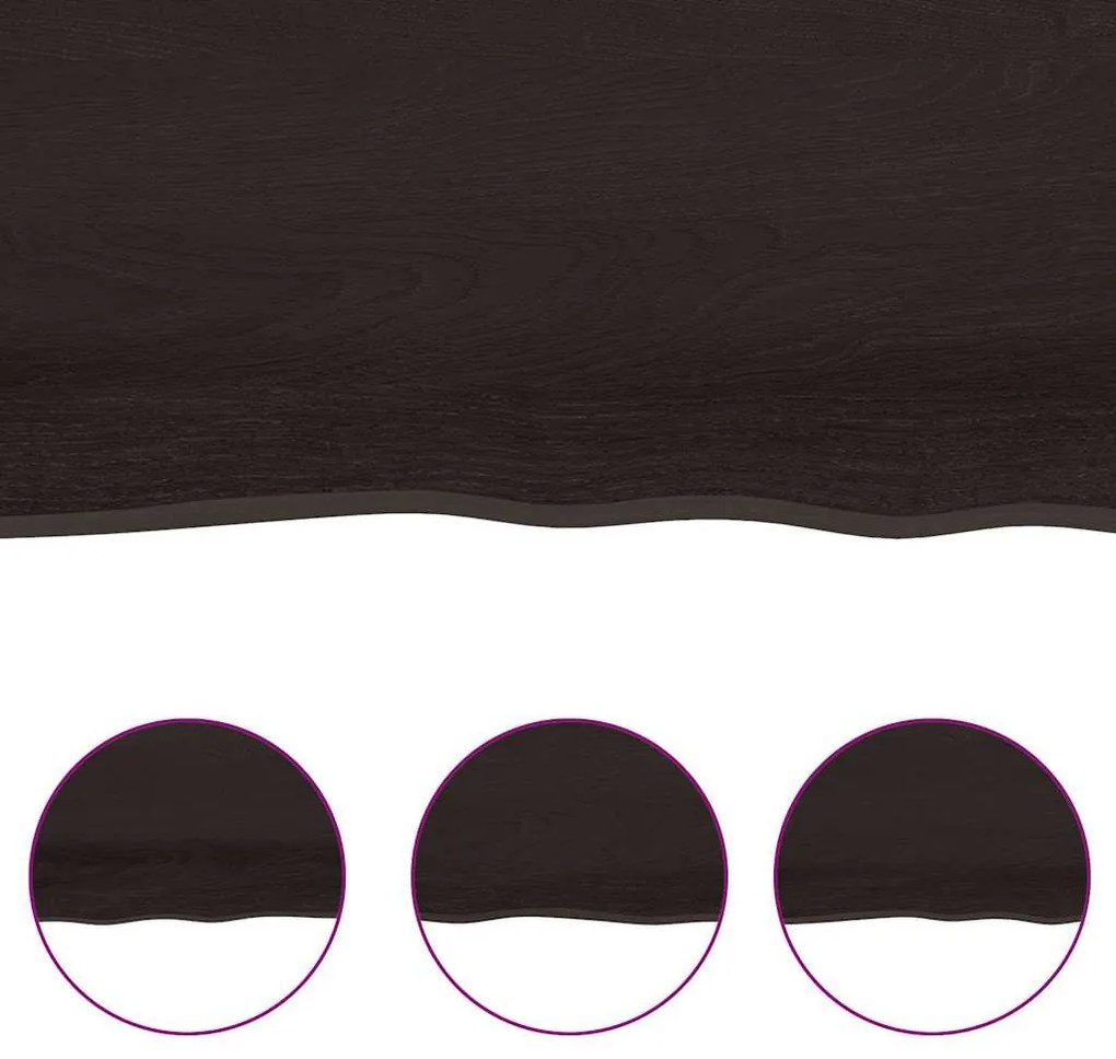 sötétbarna kezelt tömör fa fürdőszobai pult 120x50x(2-4) cm