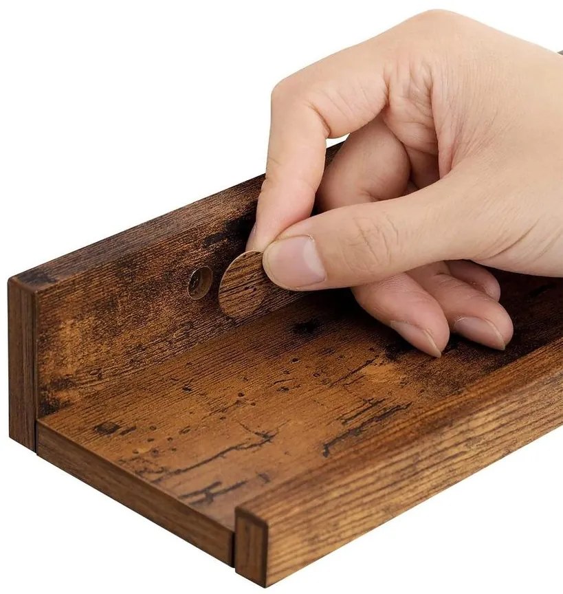 Falipolcok 3 db lebegő polc készlet, hossza 38 cm, rusztikus barna