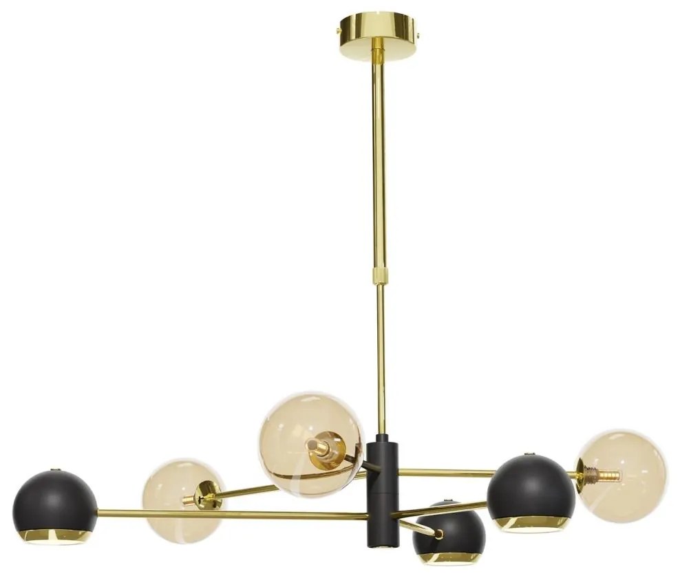 Jupiter 1966 - Csillár rúdon MOKA 3xGU10/10W/230V + 3xG9/10W/230V arany/fekete/bézs