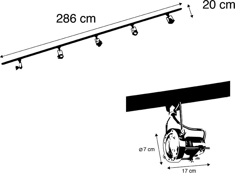Okos 1 fázisú sín fekete acéllal, 5 WiFi GU10-zel - Iconic Suplux