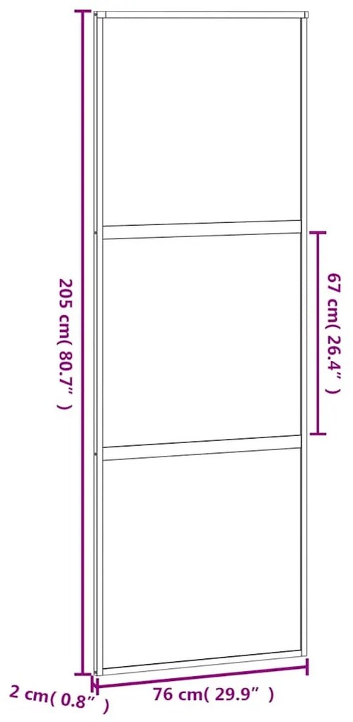 fehér edzett üveg és alumínium tolóajtó 76 x 205 cm