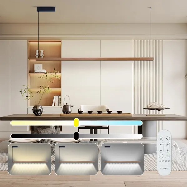 Immax NEO 07305L - MADEIRA dimmelhető LED csillár kábelen 44W/230V, Wi‑Fi Tuya, 202 cm, tölgy