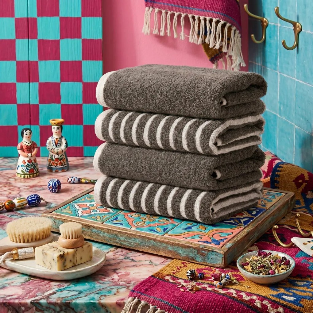 Stripe törülköző, antracit, 50×90 cm – TR666HAC6121