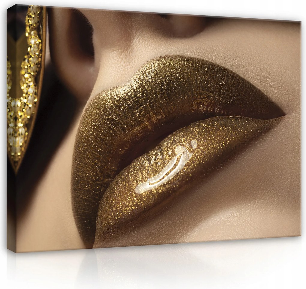 Hálószobai vászonkép Arany Ajkak XXL 120x80