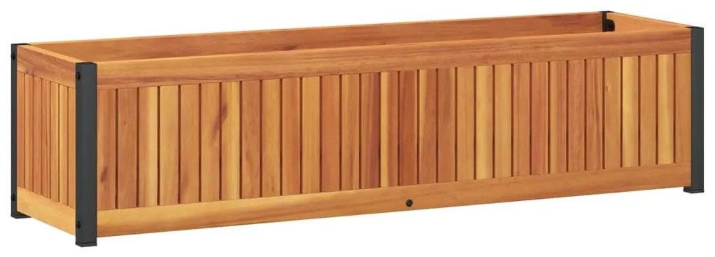 tömör akácfa és acélkerti virágtartó 110 x 30 x 27,5 cm