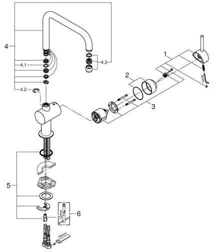 GROHE 32488000 - Mosogató csaptelep A, fényes króm