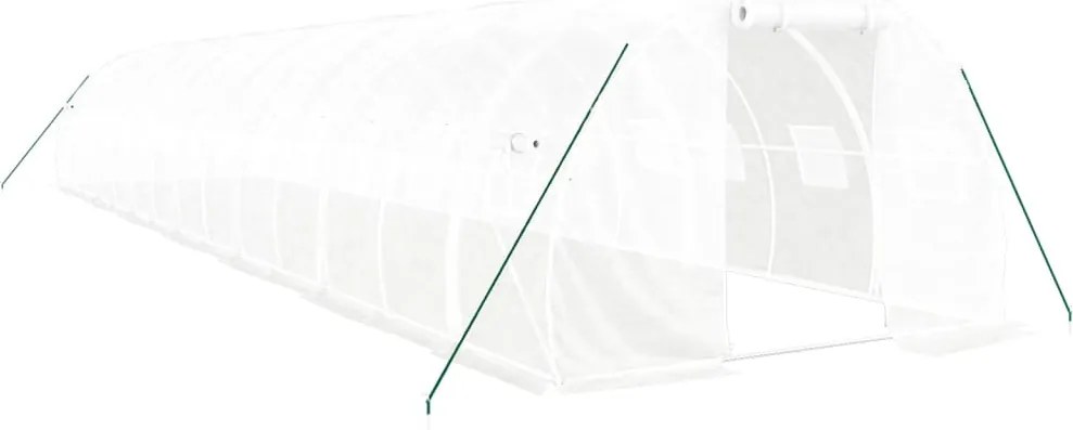 vidaXL fehér acélvázas melegház 42 m² 14 x 3 x 2 m