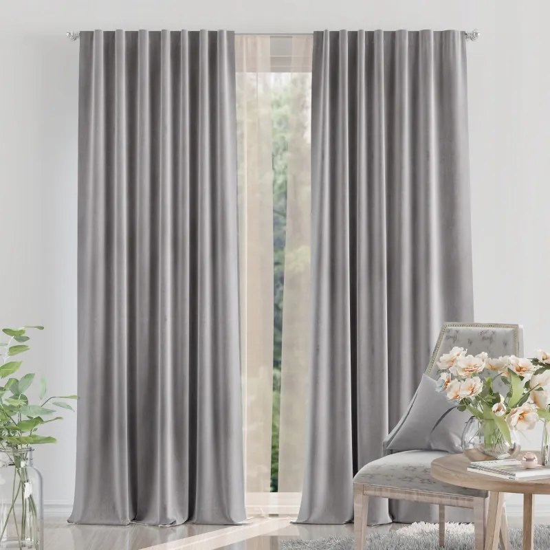 Modern velúr függöny, szürke 140x250cm Moradi