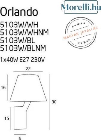 Fali Lámpa Króm MAXLIGHT 5103W-BL
