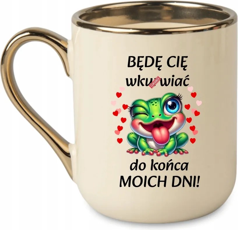 Elegáns bögre Napjaim végéig békával 330 Krémszínű