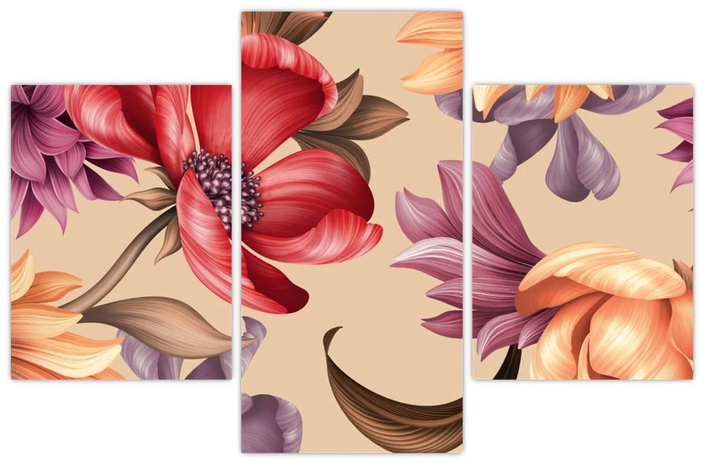 Kép - Vintage virágok (90x60 cm)