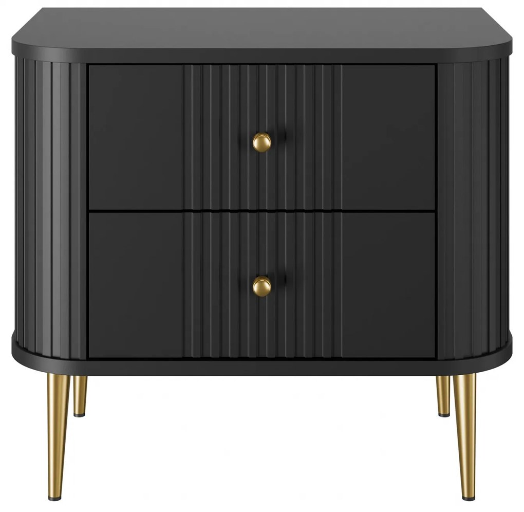 Éjjeliszekrények készlet Vesper 56 cm - fekete / arany lábak