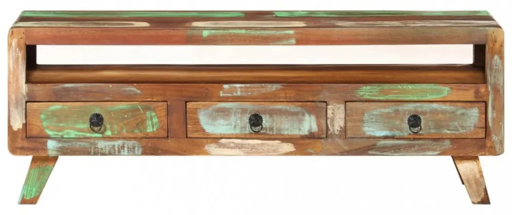 többszínű tömör újrahasznosított fa TV-szekrény 110x30x40 cm