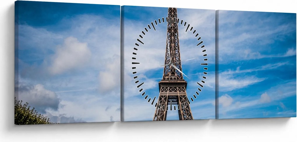 Kép - Eiffel torony (órával) (90x30 cm)