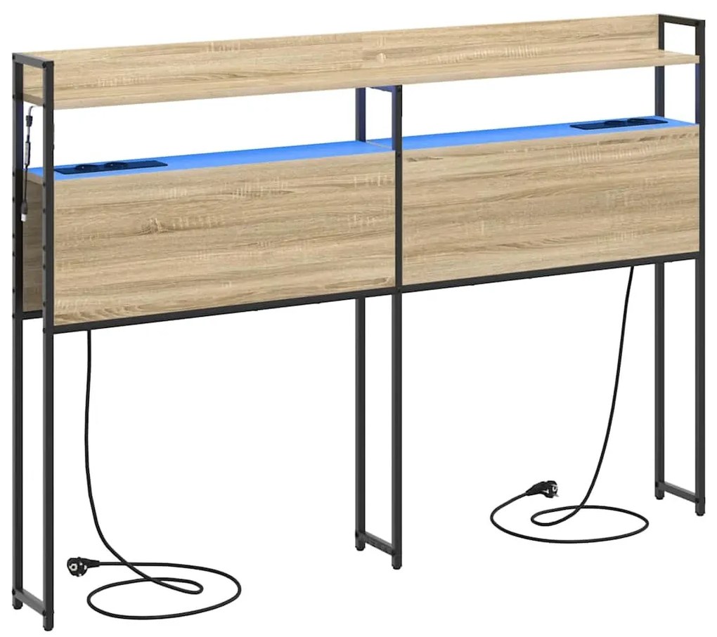 Fejtámla LED -es lámpákkal sonoma tölgy 120 cm Faanyag