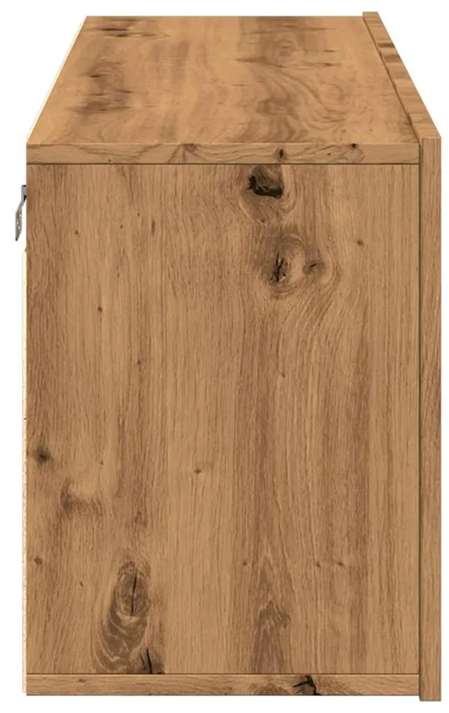kézműves tölgy színű falra szerelhető TV-szekrény 100x30x41 cm