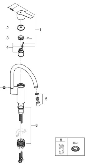 GROHE 30469000 - START mosogató csaptelep magas kifolyóval, fényes króm