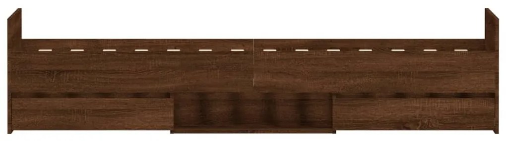 barna tölgy színű ágykeret fej- és lábtámlával 90 x 200 cm