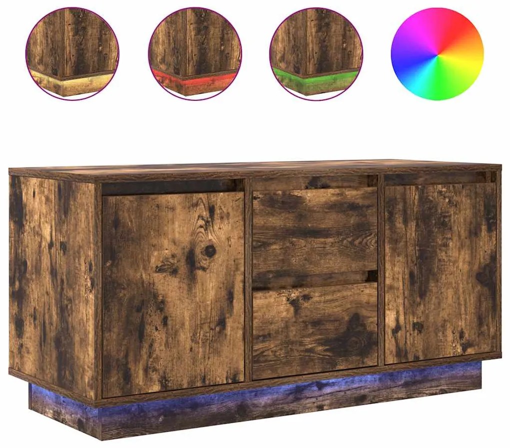 füstös tölgyszínű TV-szekrény LED-világítással 100x41x50 cm