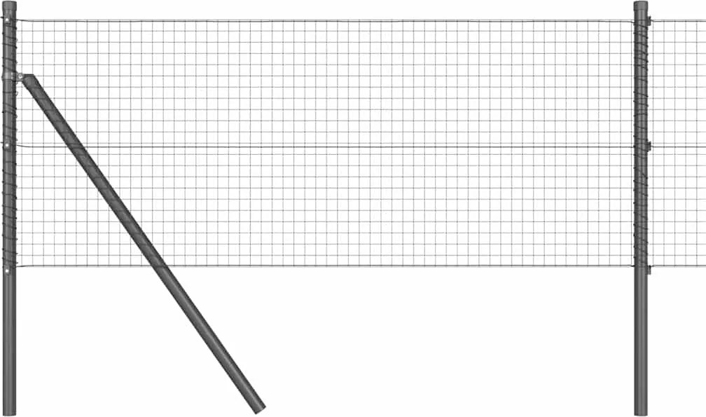 vidaXL Kerítésoszlop Szürke 10 x 0,8 m (25 x 25 mm háló) Acél és PVC