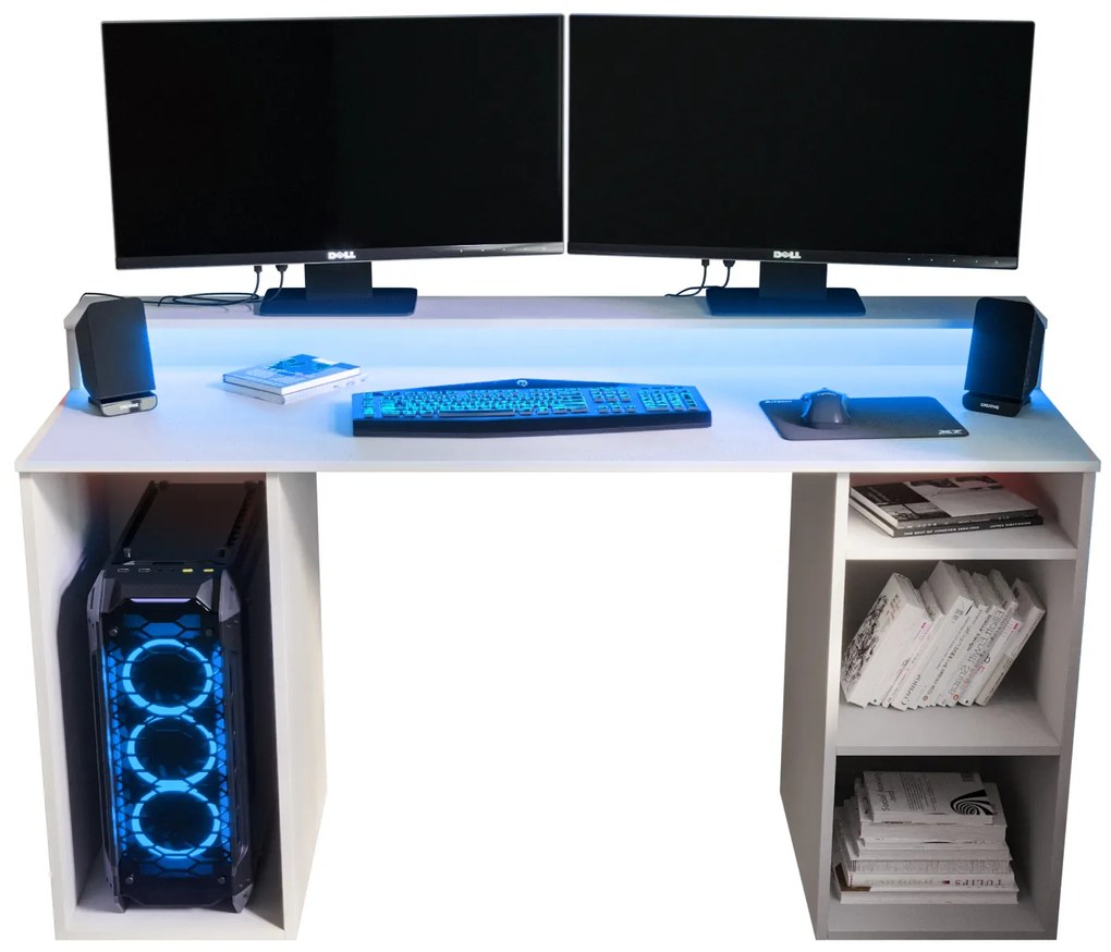 Sarok Gamer PC asztal Garrick 1 (fehér) (LED RGB világítással). 1064133