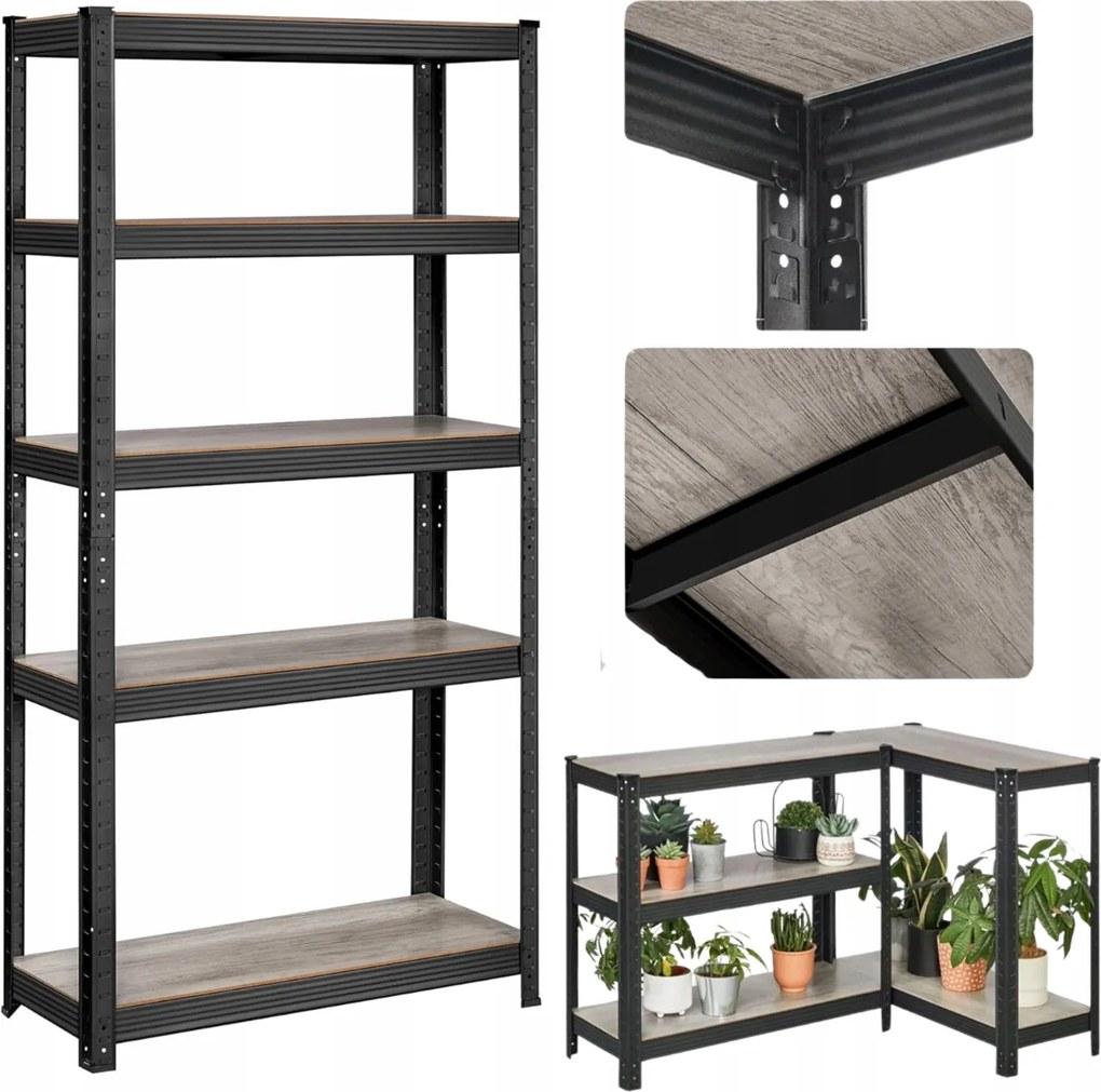 Songmics könyvespolc 30 cm x 150 cm x 75 cm barna árnyalatok