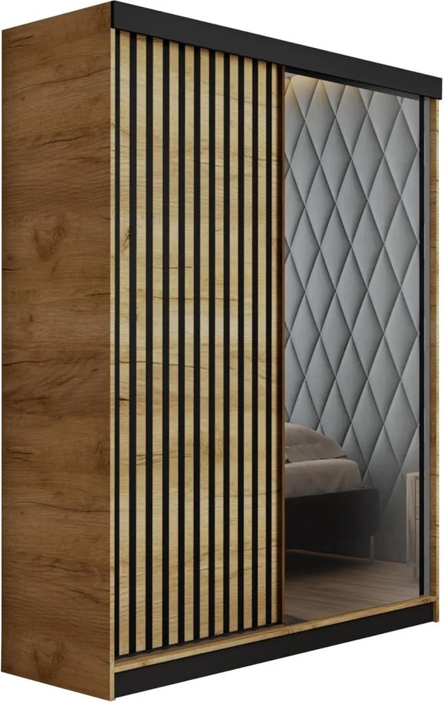 Malani 138 Tolóajtós Szekrény 138cm, Arany Tölgy