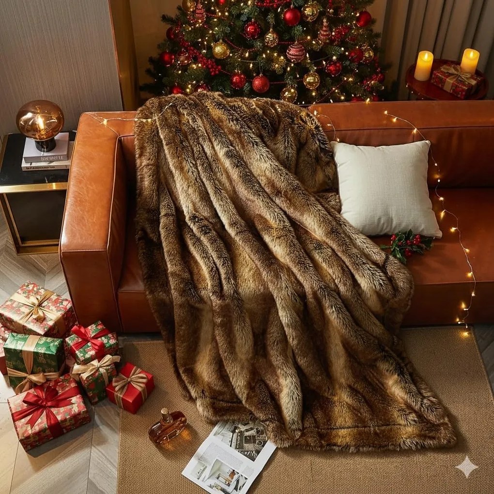 Homfine Nagy Takaró Műszőrme 270x230cm Kanapé Ágy Barna