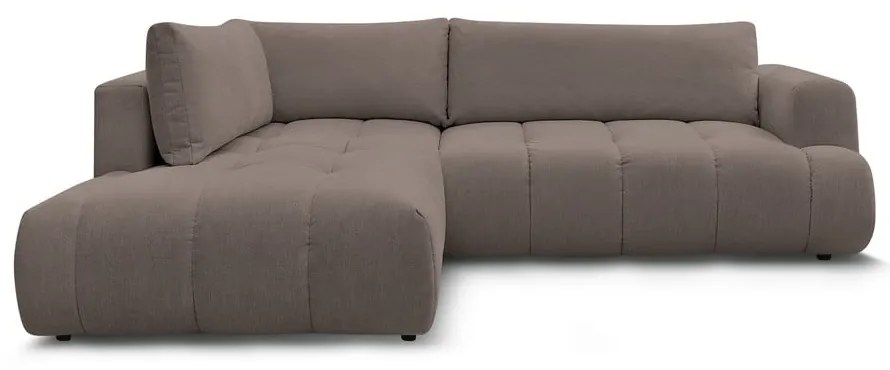 Szürkésbarna kinyitható-tárolóhelyes sarokkanapé (bal oldali-L alakú) Fuji – Bobochic Paris