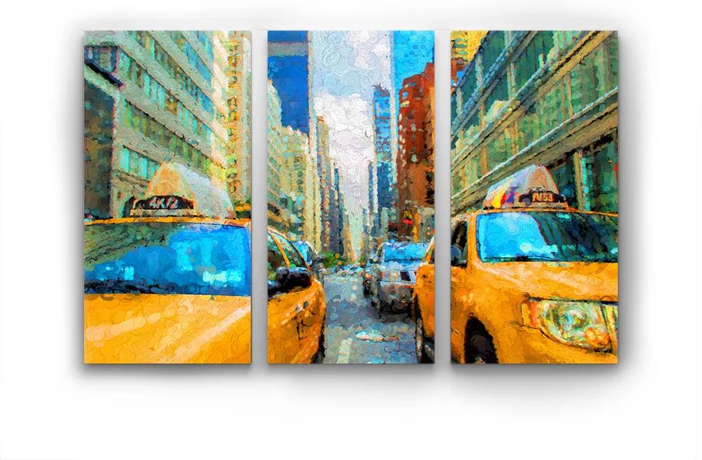 New York taxik, 3 - paneles vászonkép