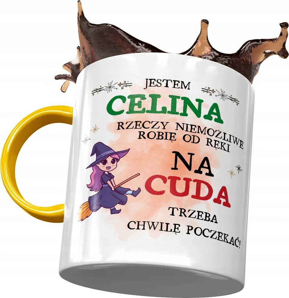 Sárga Bögre Celina Barátnő Feleség Ajándék Nyomtatott Fotóval