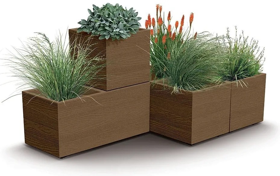 Virágcserép Prosperplast MADERA SQUARE eco fa 28,8 cm fehér eco