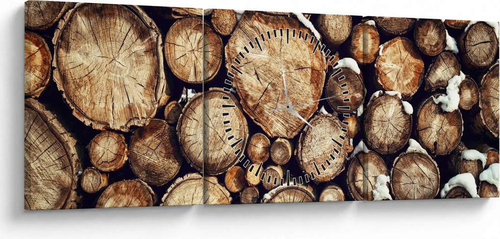 Kép - Fa a hóban (órával) (90x30 cm)