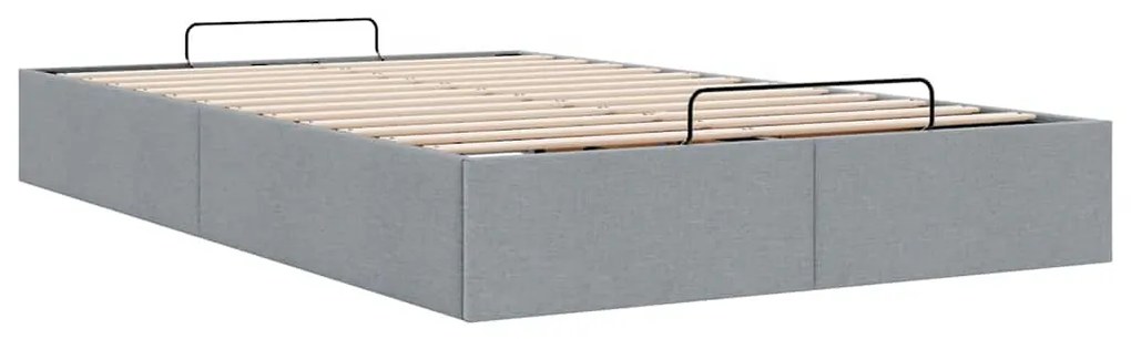 Ottomán világosszürke szövet ágykeret matrac nélkül 120x200 cm