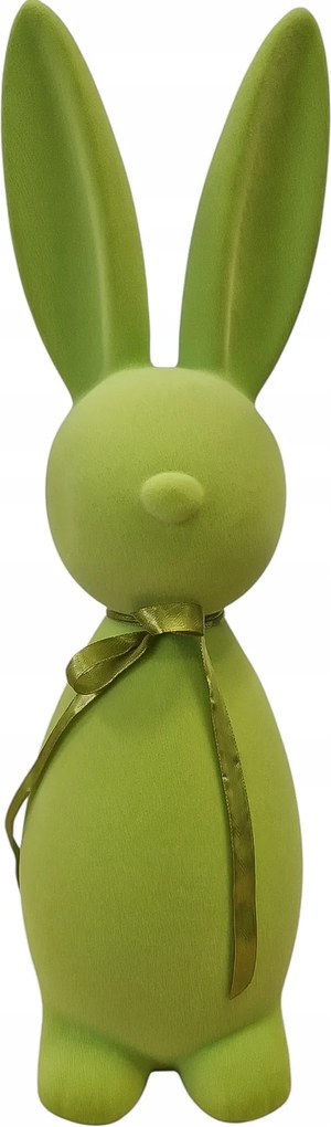Húsvéti figura Nyuszi Dekoráció Flokkolt masnival Közepes Zöld