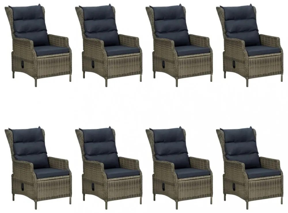 9 részes barna polyrattan kültéri étkezőgarnitúra párnákkal