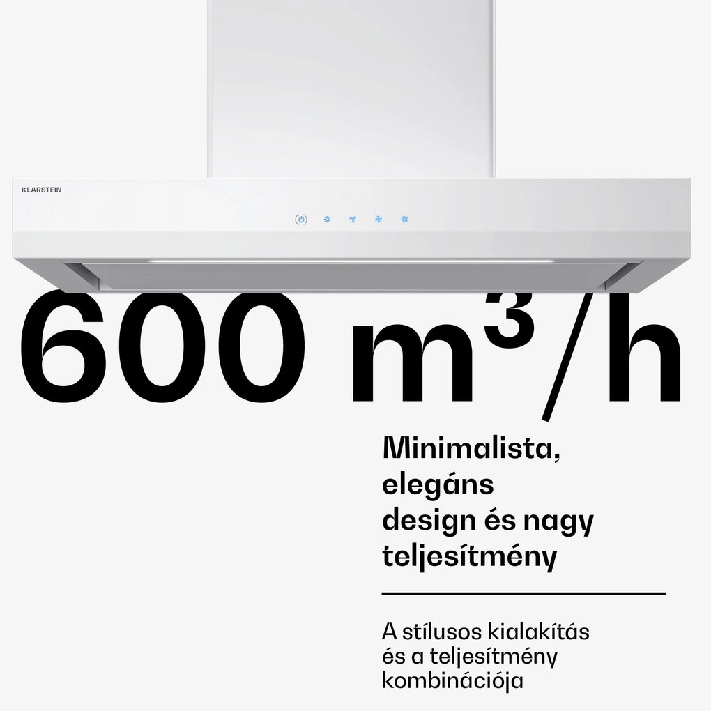 Klarstein Velaire páraelszívó, Elegáns, minimalista, nagy teljesítményű, A++ energiaosztály, 600 m³/h, 60 cm