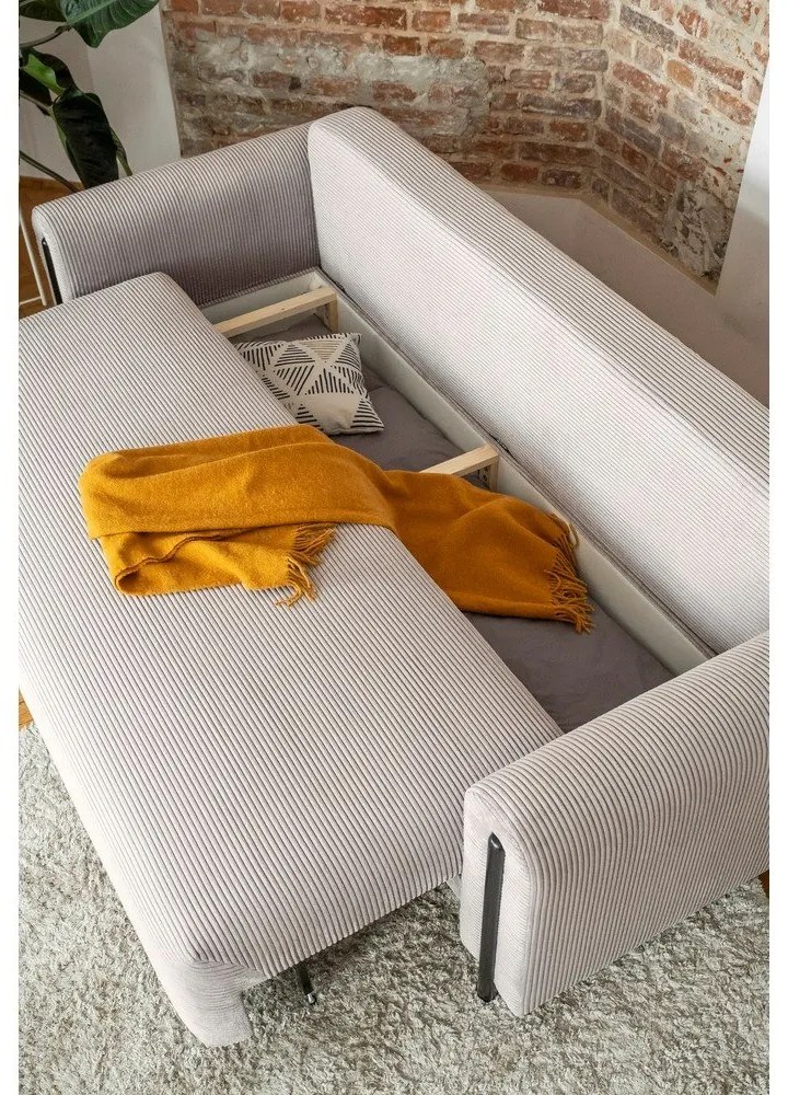 Bézs kordbársony kinyitható-tárolóhelyes kanapé 244 cm Arcadova – ELTAP