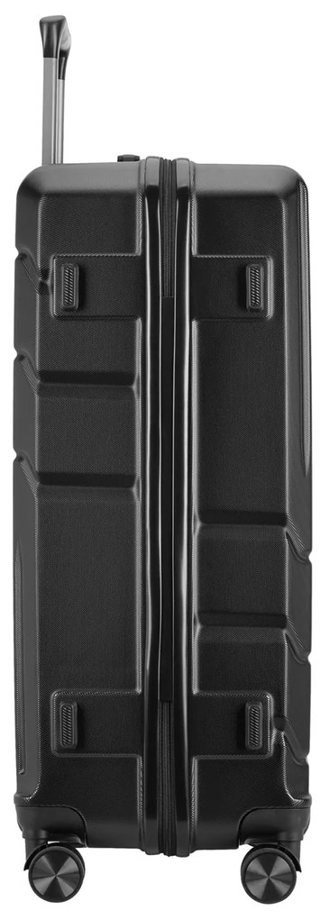 BONTOUR “spinner” nagy duplakerekes gurulós bőrönd, 76x50,5x29,5 cm, fekete