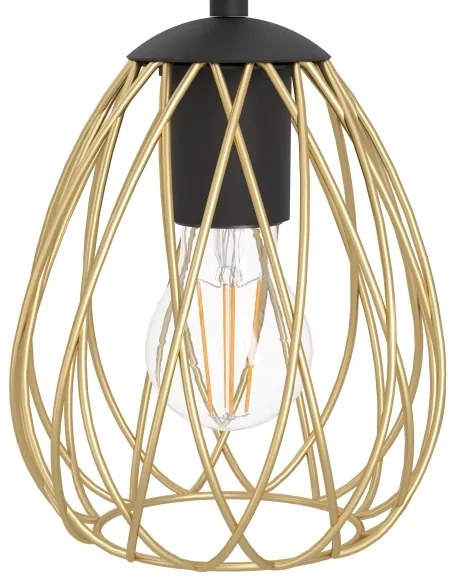 Eglo 390092 - Csillár zsinóron JAZMINIA 6xE27/40W/230V fekete/arany