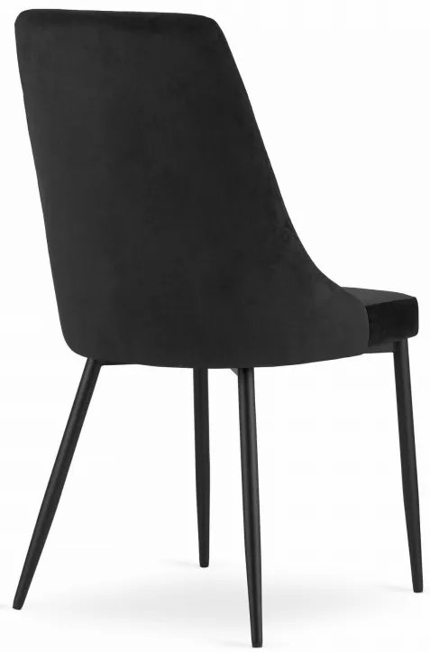 Étkezőgarnitúra 1+4, fekete asztal arany tölgy díszítéssel MADO 120x80cm és fekete bársony étkezőszék IMOLA