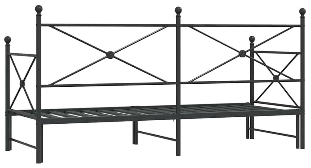 kihúzható kanapéágy matrac nélkül fekete 90x190 cm acél