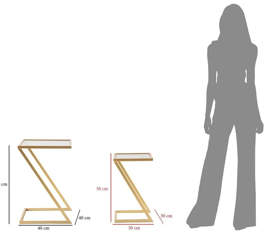 Tárolóasztal szett üveg asztallappal, 2 db-os 40x40 cm Zet – Mauro Ferretti