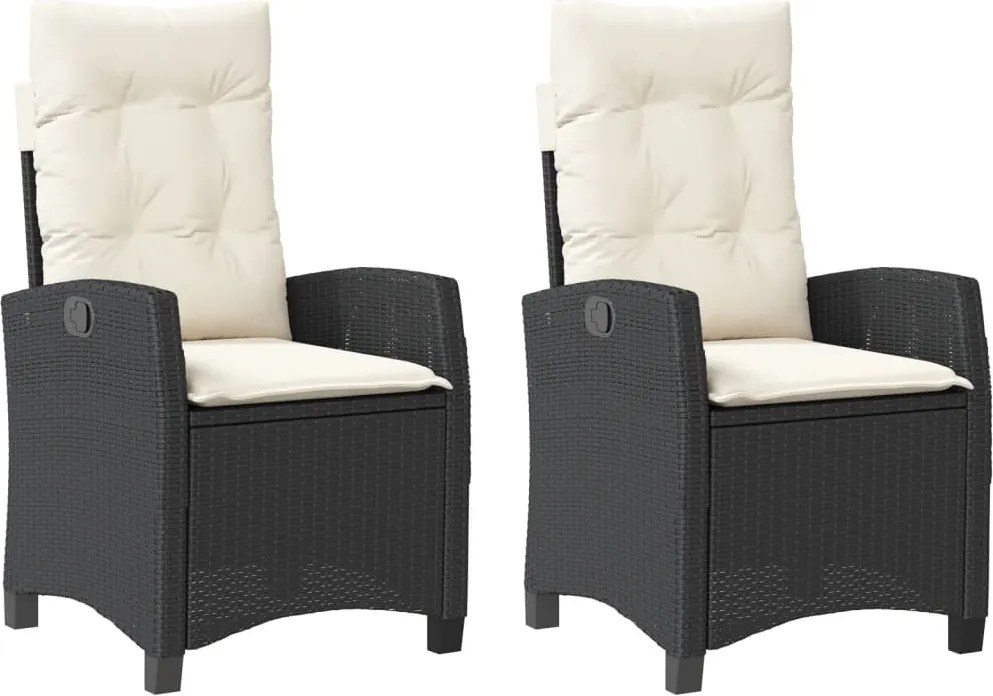 vidaXL 2 db fekete polyrattan dönthető kerti szék párnával