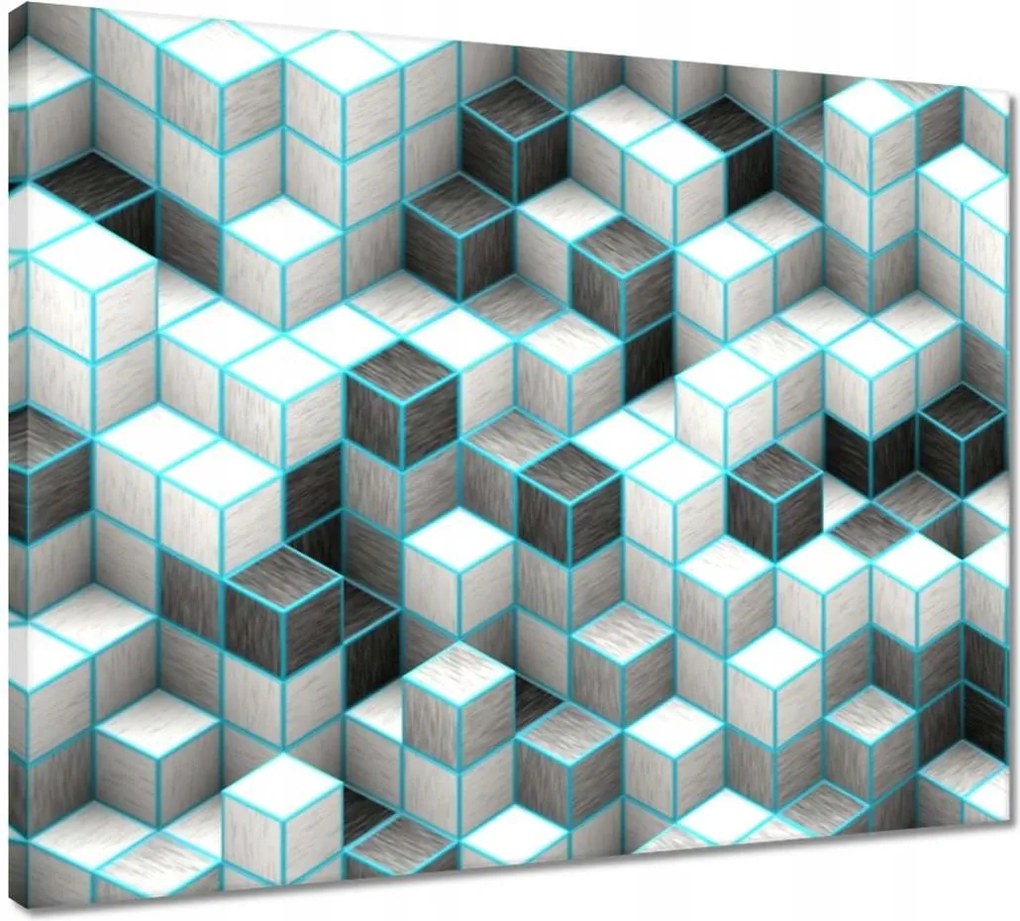 Vászonkép 50x40 Kockák türkizkékkel