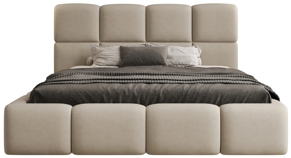 Cloud kárpitozott ágy 160x200 ágyneműtartóval - bézs bársony Castel 15