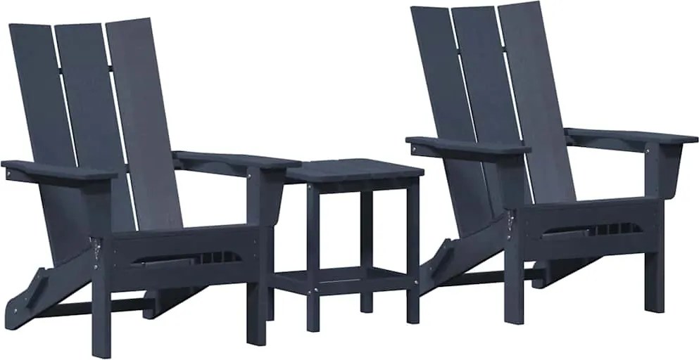 vidaXL Kerti Szék 3 pcs Tengerészkék 80.5 x 74.5 x 92 cm Polietilén